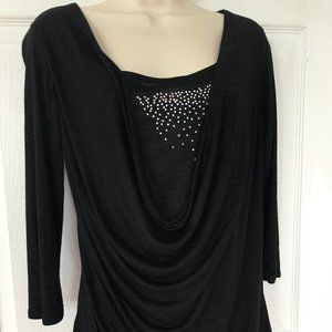 American CW Petite Large Black Drape Top